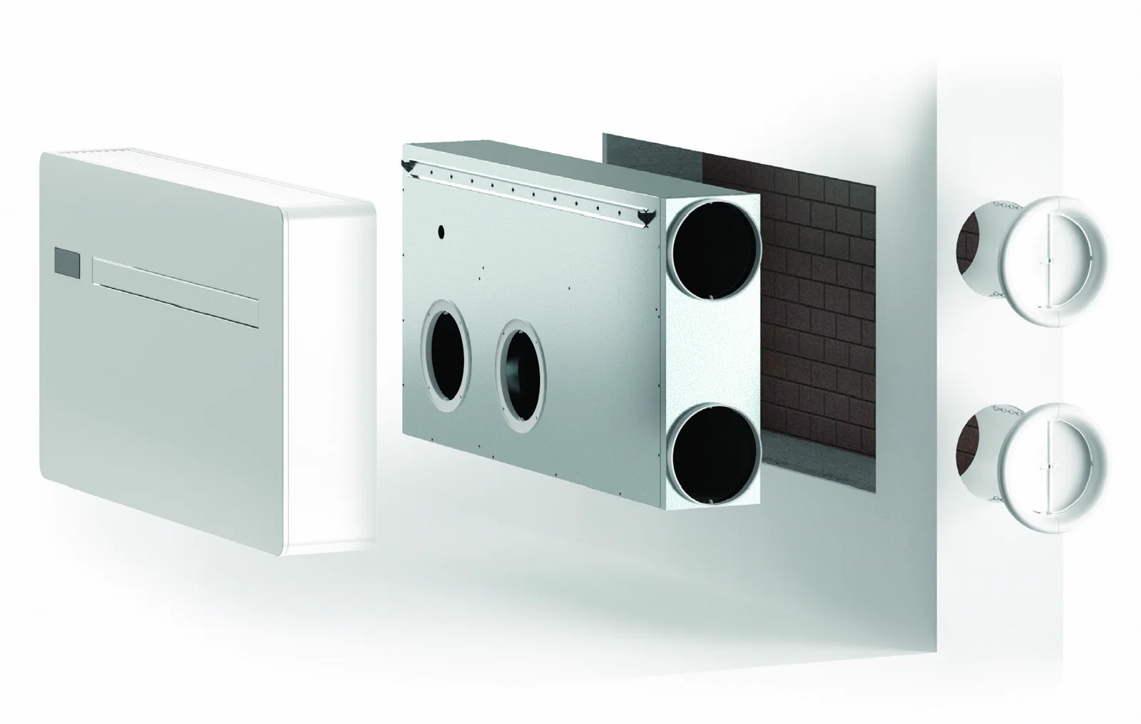 Exploded view showing how a Panasonic RAC Solo unit fits through an external wall